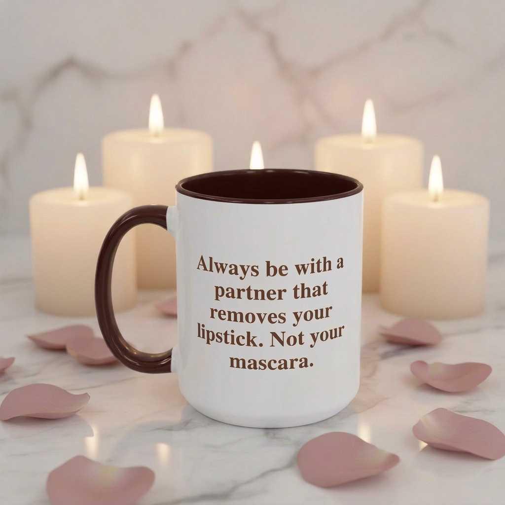 Always be with a partner that removes your lipstick. Not your mascara. Mug