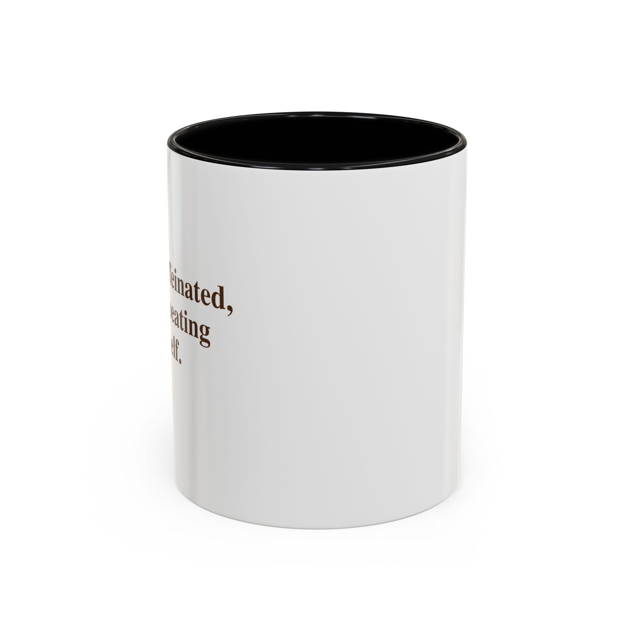 Coffee Mug — "Caffeinated, Overthinking, Expert." Accent Black-Handle Ceramic Mug (11/15oz)