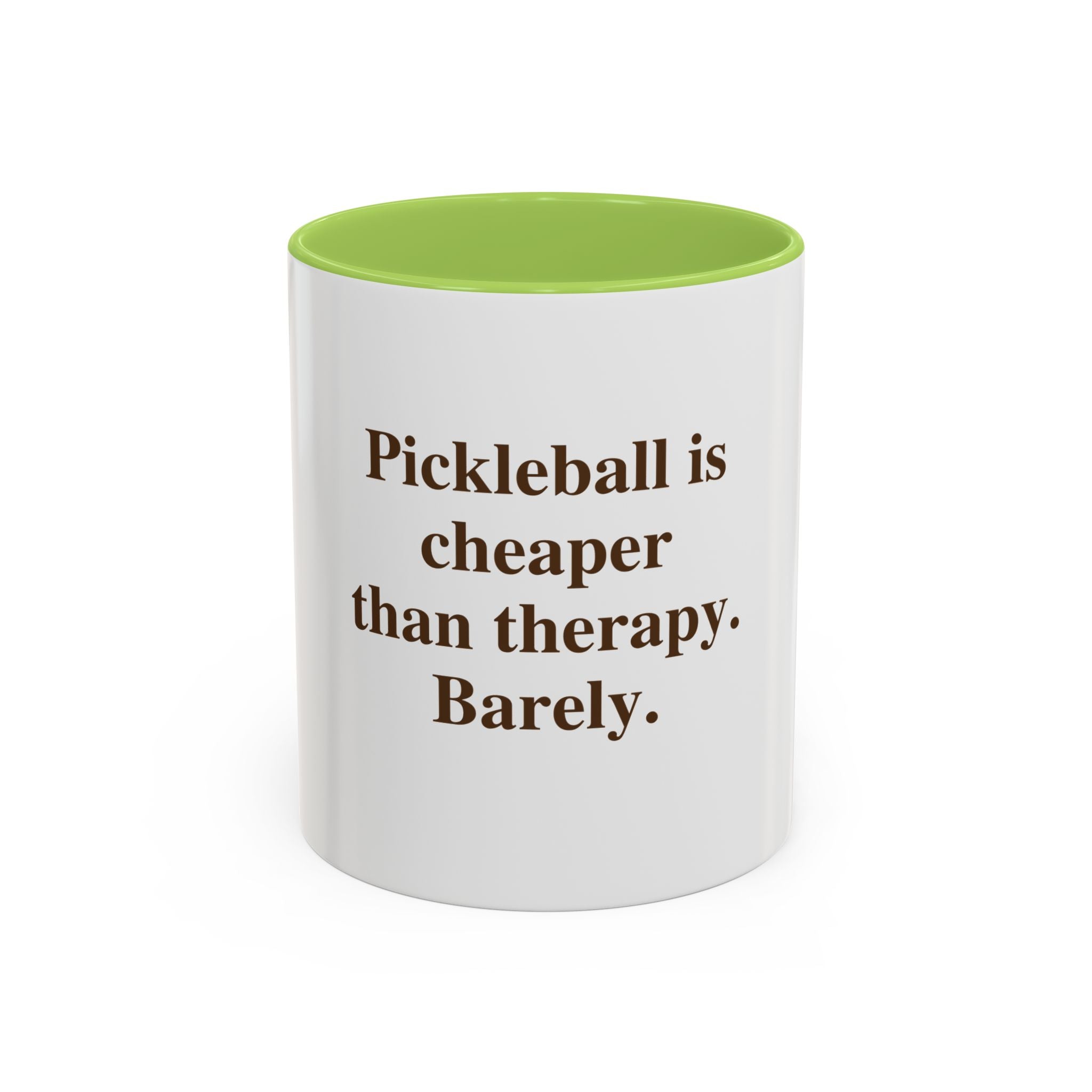 "Pickleball is Cheaper Than Therapy. Barely." — Funny Pickleball Coffee Mug