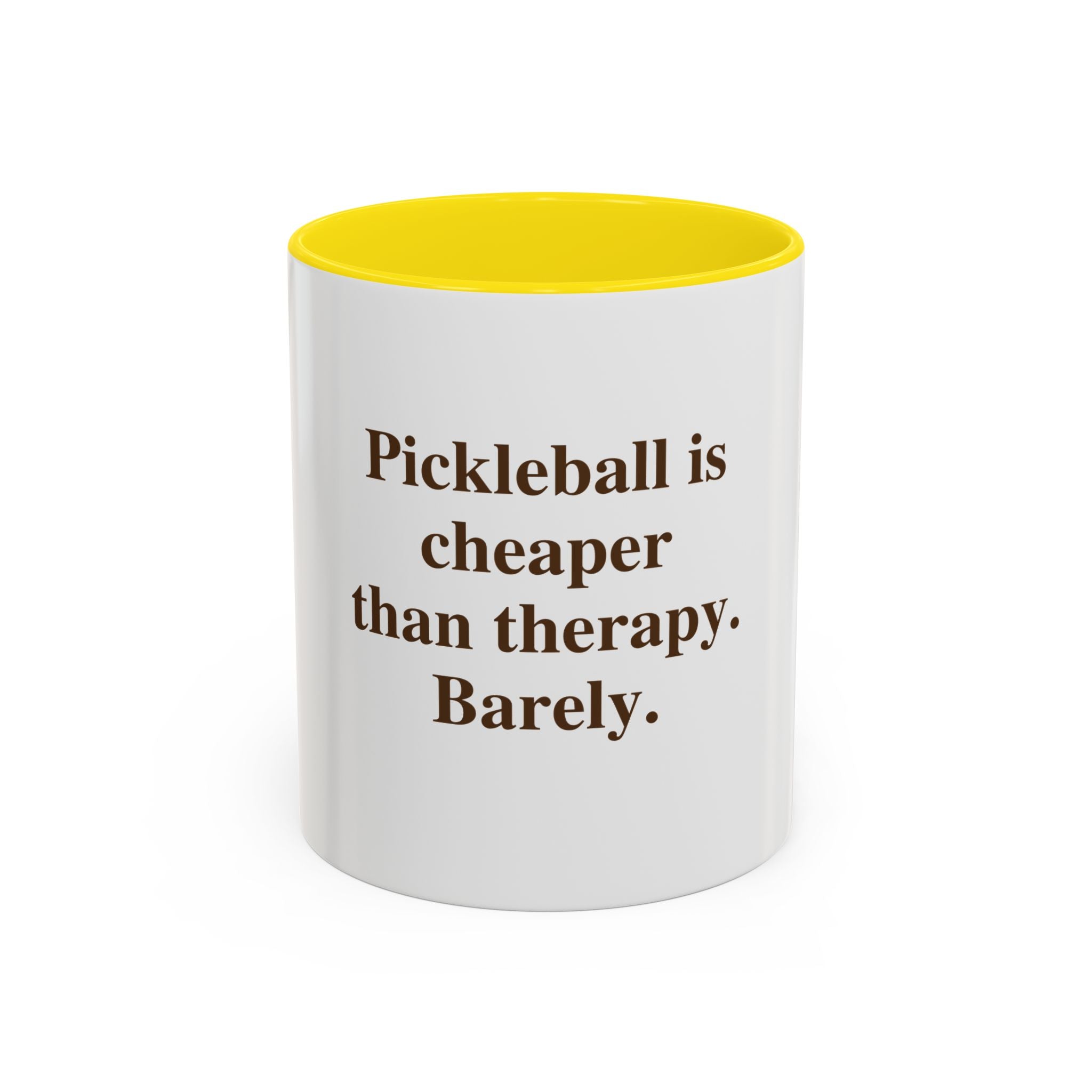 "Pickleball is Cheaper Than Therapy. Barely." — Funny Pickleball Coffee Mug