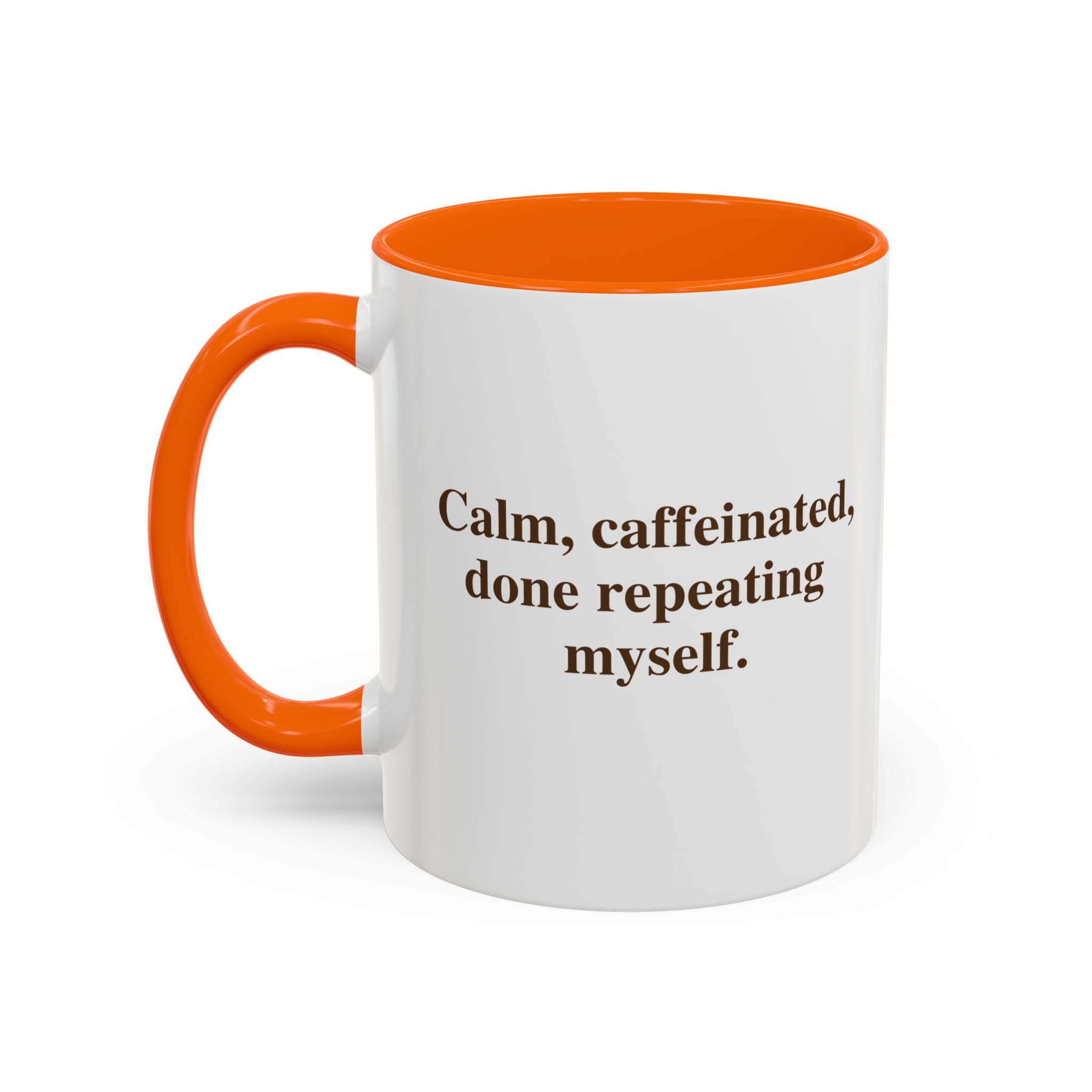 Coffee Mug — "Caffeinated, Overthinking, Expert." Accent Black-Handle Ceramic Mug (11/15oz)
